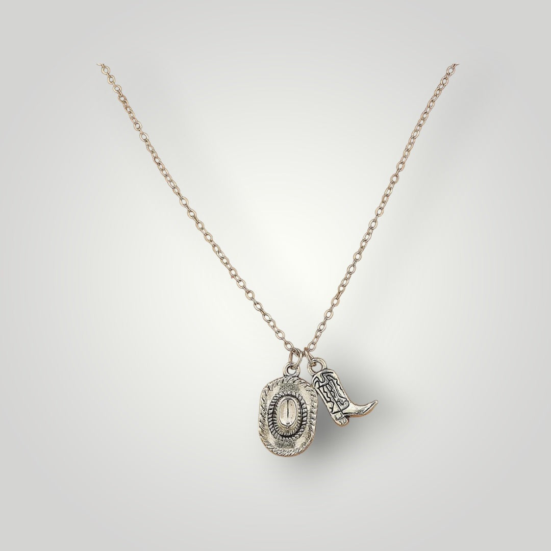Cowboy Hat and Boot Pendant Necklace
