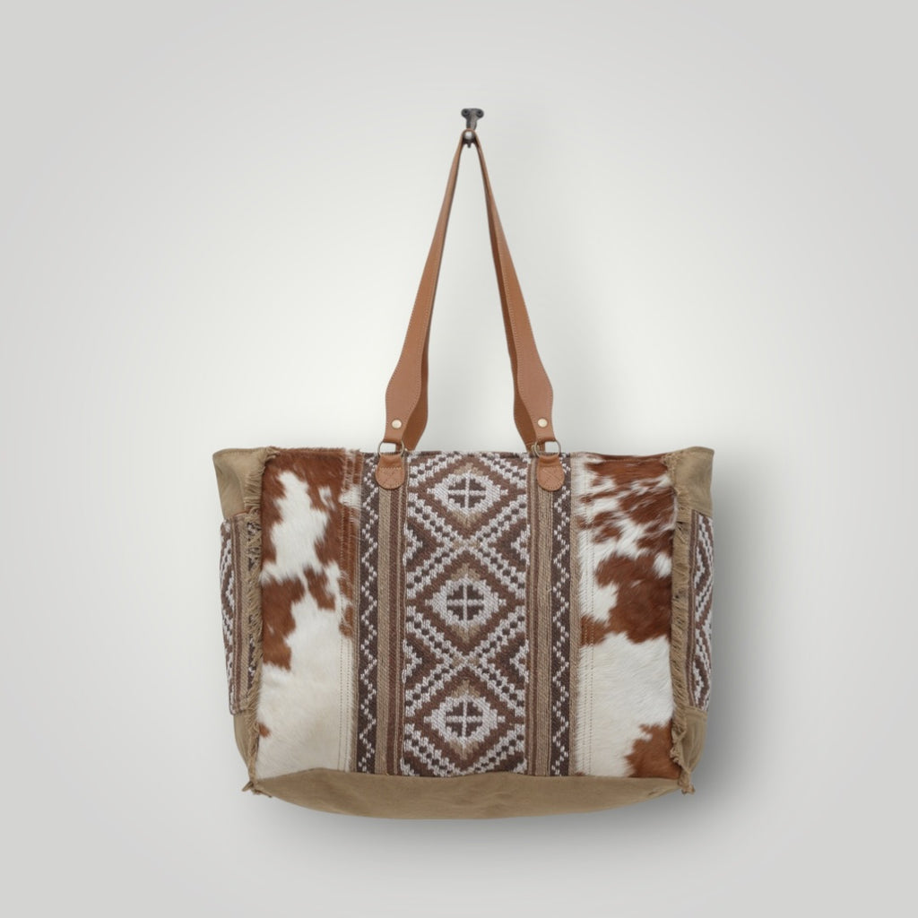 Elisa Authentic Cow Hide and Leather Weekender Bag