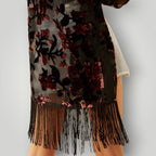 Fringe Floral Sheer Cardigan