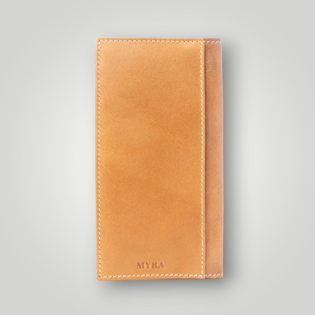 Concho Emblem Hand-Tooled Leather Wallet In Walnut Emboss