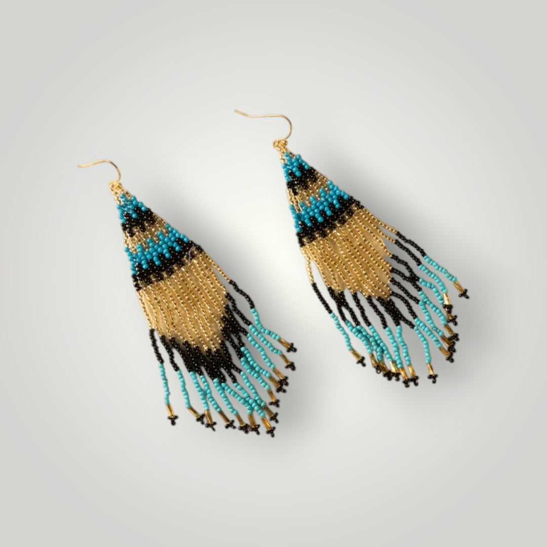 Dune Glow Beaded Fringe Earrings