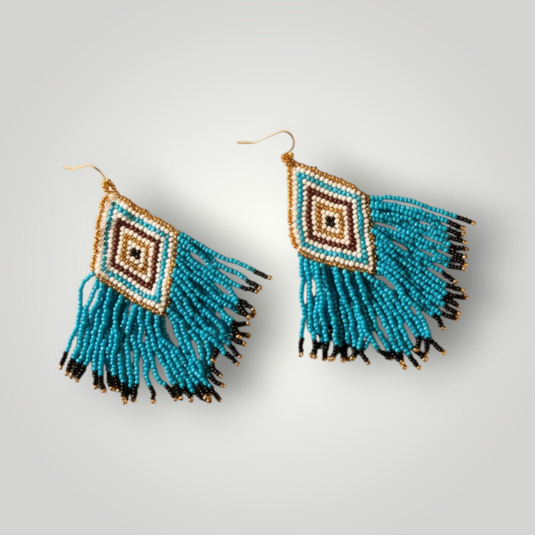 Bluebonnet Range Beaded Fringe Earrings