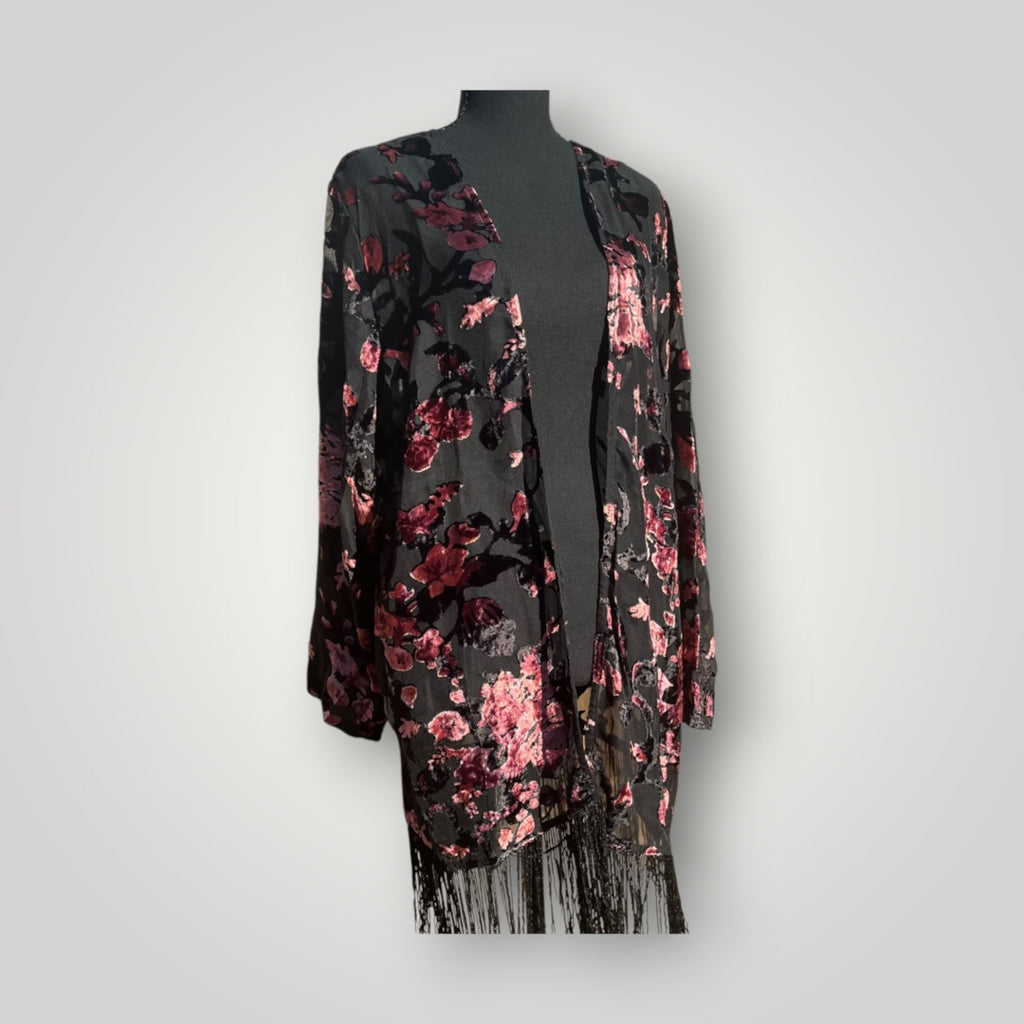 Fringe Floral Sheer Cardigan