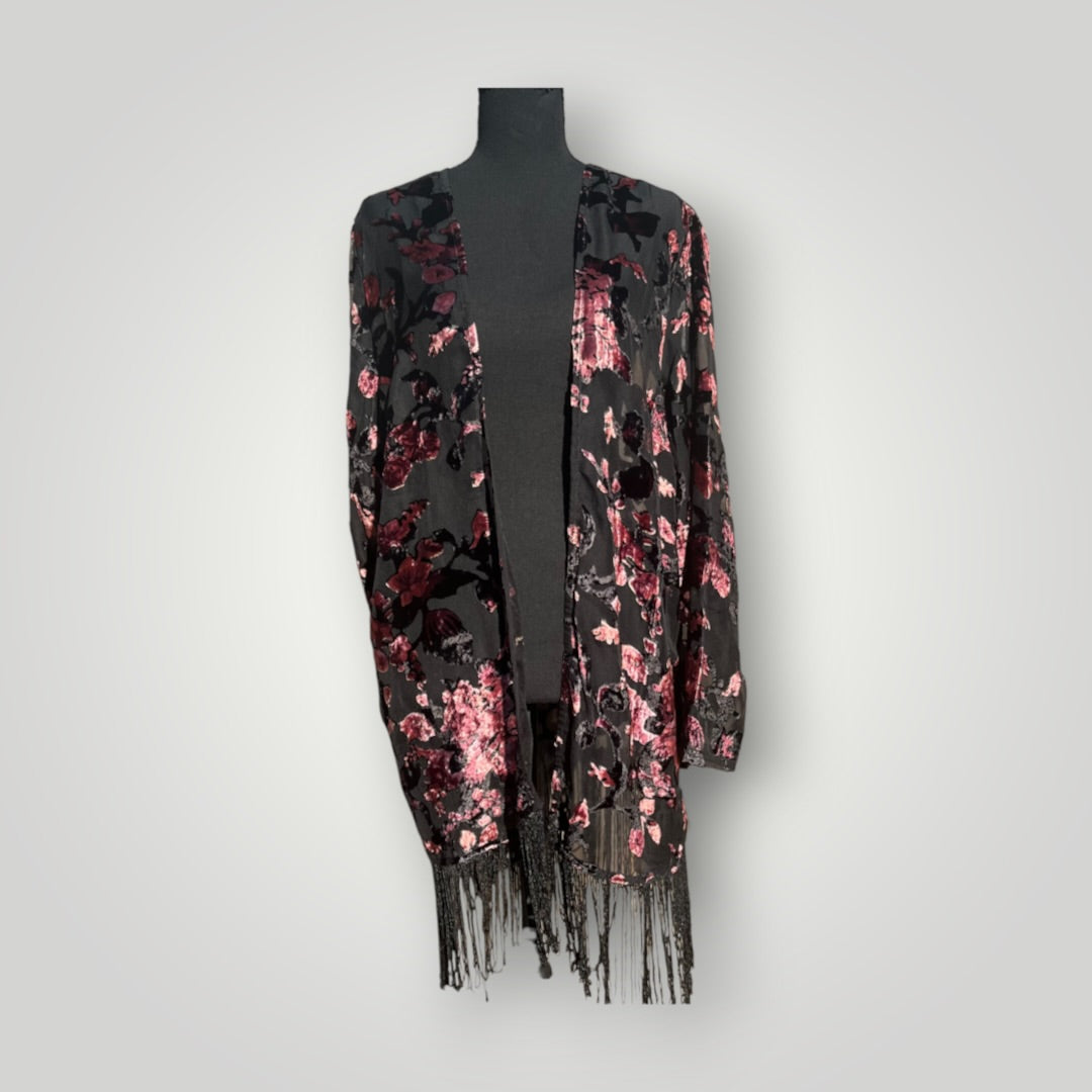 Fringe Floral Sheer Cardigan