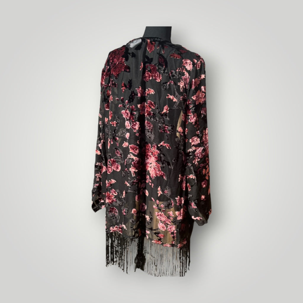 Fringe Floral Sheer Cardigan