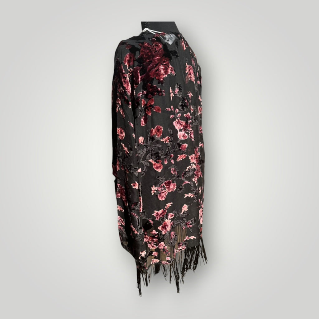 Fringe Floral Sheer Cardigan