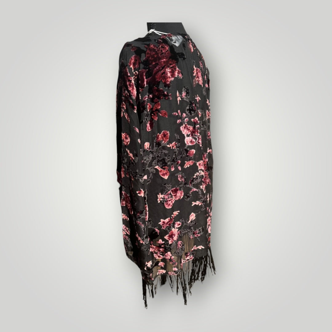 Fringe Floral Sheer Cardigan