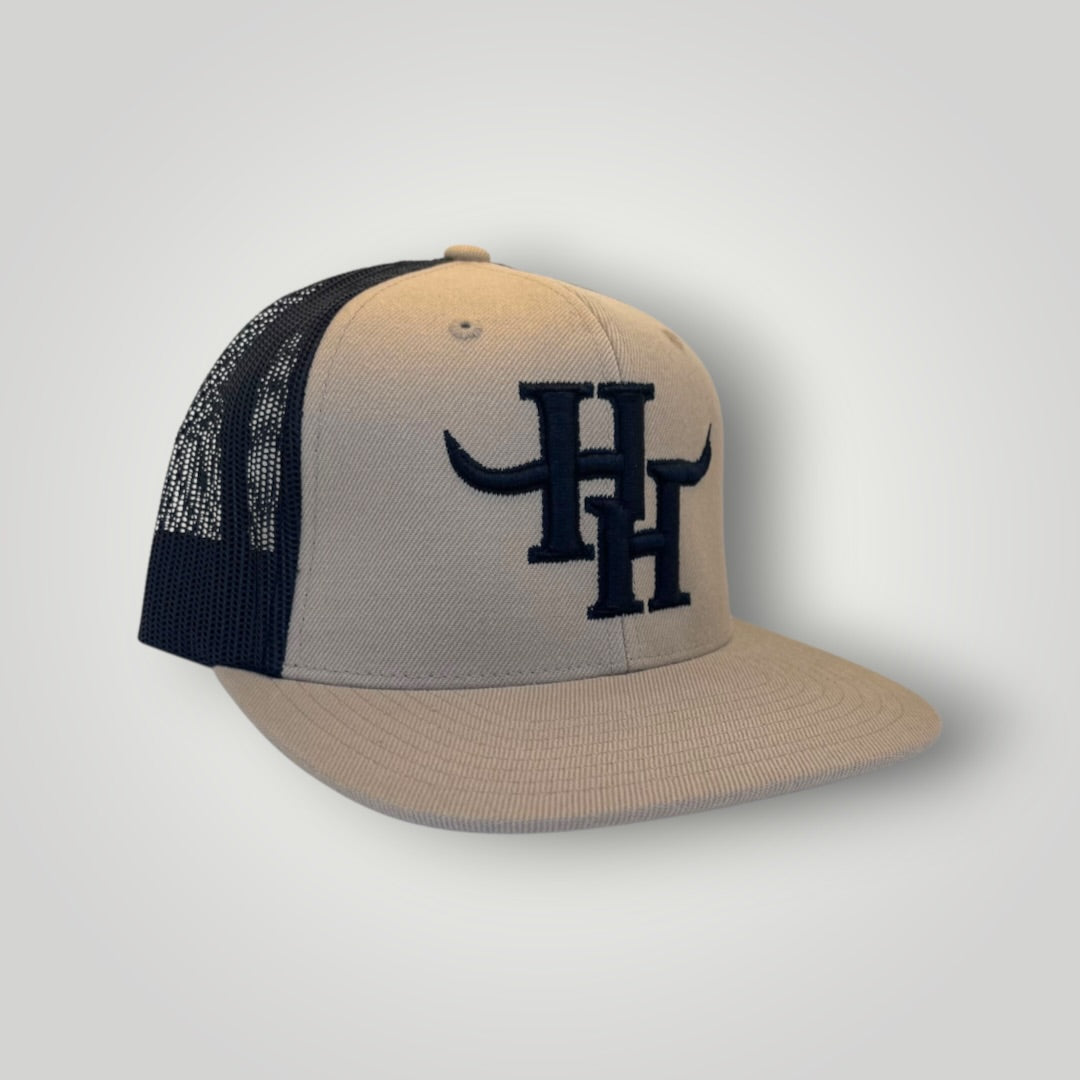 Hayy Heifer Co. Brand Wool Blend Flat Bill in Khaki/Black