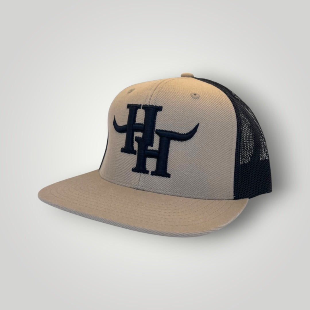 Hayy Heifer Co. Brand Wool Blend Flat Bill in Khaki/Black