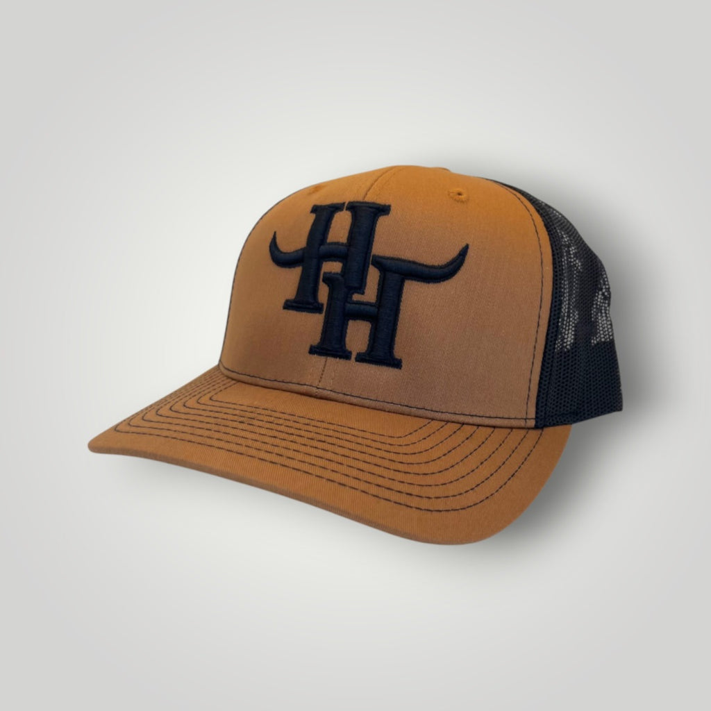 Hayy Heifer Co. Brand Trucker Hat In Carmel/Black